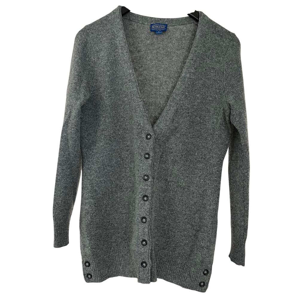 Pendleton Gray Lambswool Blend Button Cardigan Sweater Women M NWOT Classic